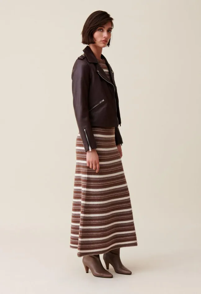 Claudie Pierlot Smooth Leather Jacket Chocolate Women Jackets Claudie Pierlot Smooth Leather Jacket Chocolate Women Jackets