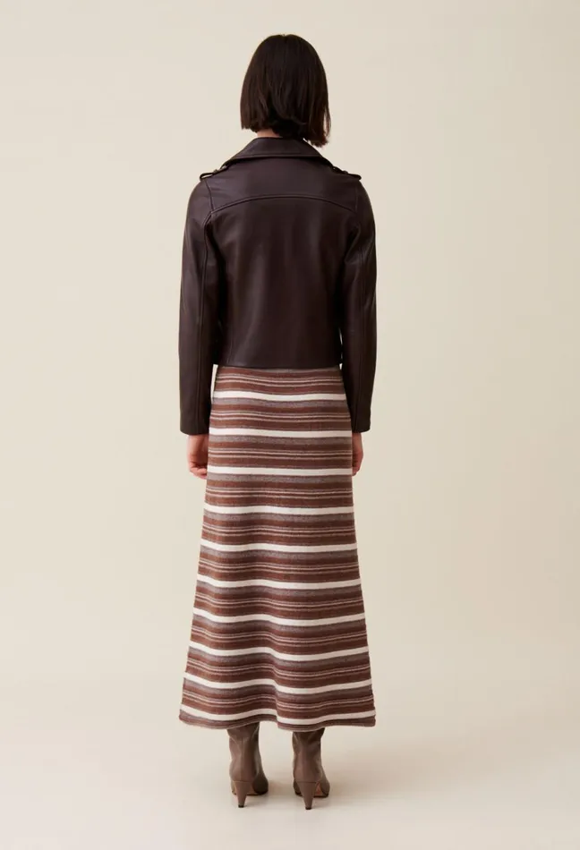 Claudie Pierlot Smooth Leather Jacket Chocolate Women Jackets Claudie Pierlot Smooth Leather Jacket Chocolate Women Jackets