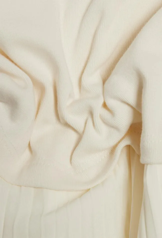 Claudie Pierlot Twist Ivory BiMaterial Midi Dress Women Dresses Claudie Pierlot Twist Ivory BiMaterial Midi Dress Women Dresses
