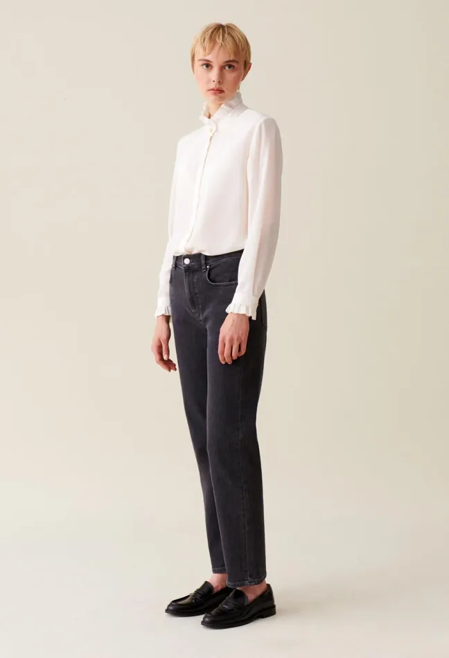 Claudie Pierlot White Shirt With Wavy Collar Chalk Women Tops And Shirts Claudie Pierlot White Shirt With Wavy Collar Chalk Women Tops And Shirts