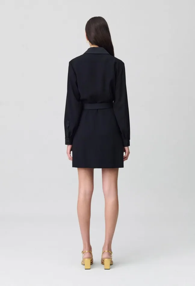 Claudie Pierlot Wrap Dress With Lapel Collar Black Women Dresses Claudie Pierlot Wrap Dress With Lapel Collar Black Women Dresses