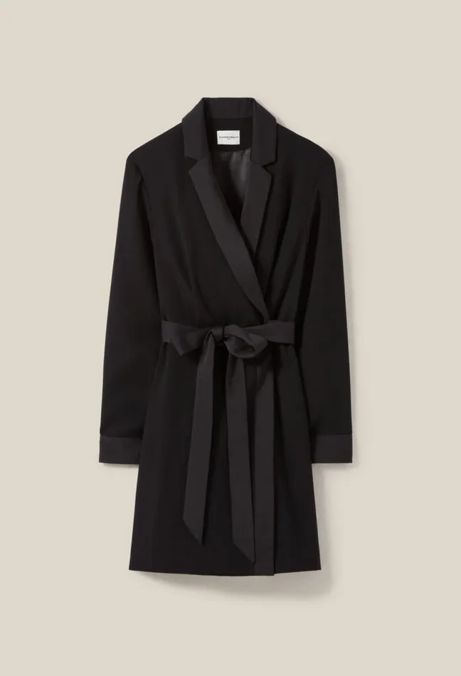 Claudie Pierlot Wrap Dress With Lapel Collar Black Women Dresses Claudie Pierlot Wrap Dress With Lapel Collar Black Women Dresses