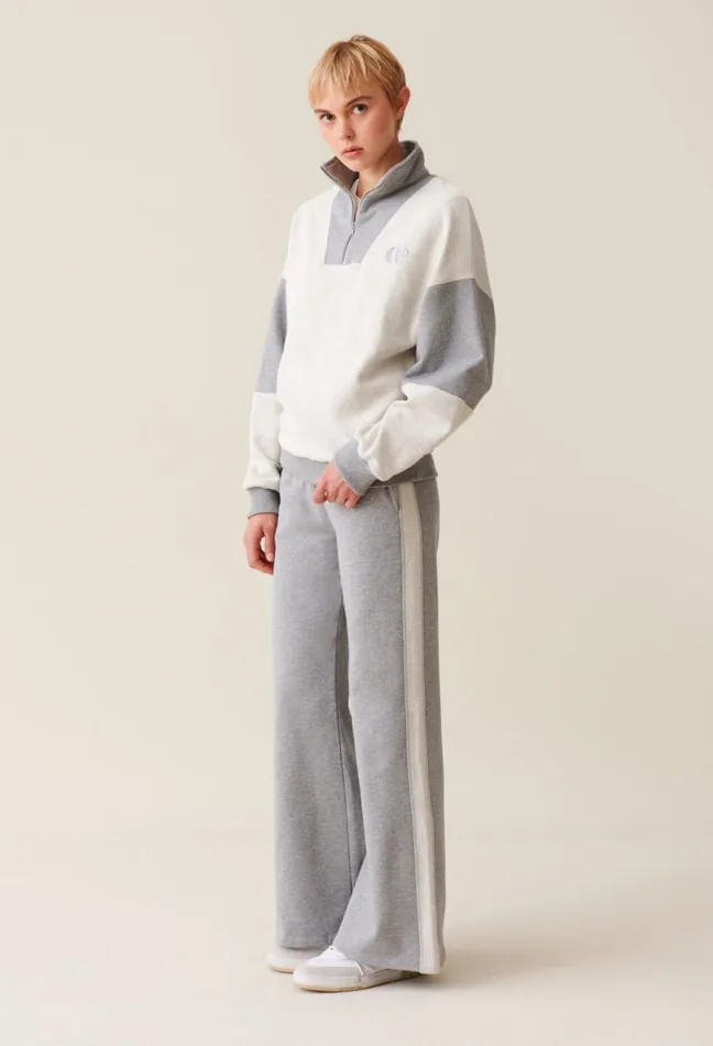 Claudie Pierlot ZipUp High Neck Sweatshirt Mottled Grey Women Sweatshirts