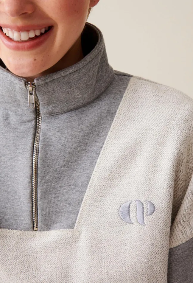 Claudie Pierlot ZipUp High Neck Sweatshirt Mottled Grey Women Sweatshirts Claudie Pierlot ZipUp High Neck Sweatshirt Mottled Grey Women Sweatshirts