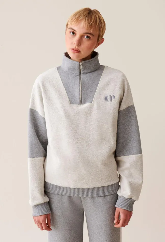 Claudie Pierlot ZipUp High Neck Sweatshirt Mottled Grey Women Sweatshirts Claudie Pierlot ZipUp High Neck Sweatshirt Mottled Grey Women Sweatshirts