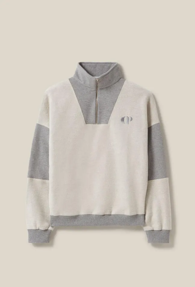 Claudie Pierlot ZipUp High Neck Sweatshirt Mottled Grey Women Sweatshirts Claudie Pierlot ZipUp High Neck Sweatshirt Mottled Grey Women Sweatshirts