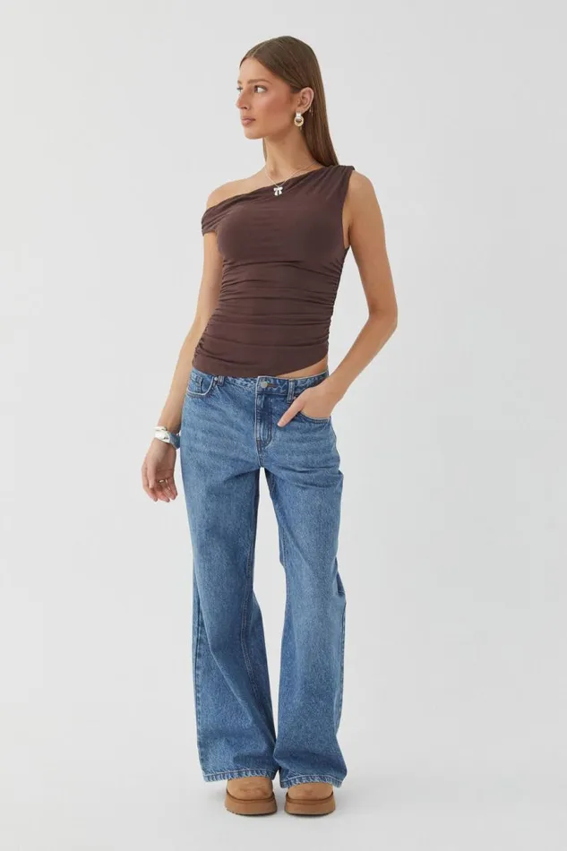 Clothing Supr Going Out Tops Soft Mia Ruched Top Espresso Brown