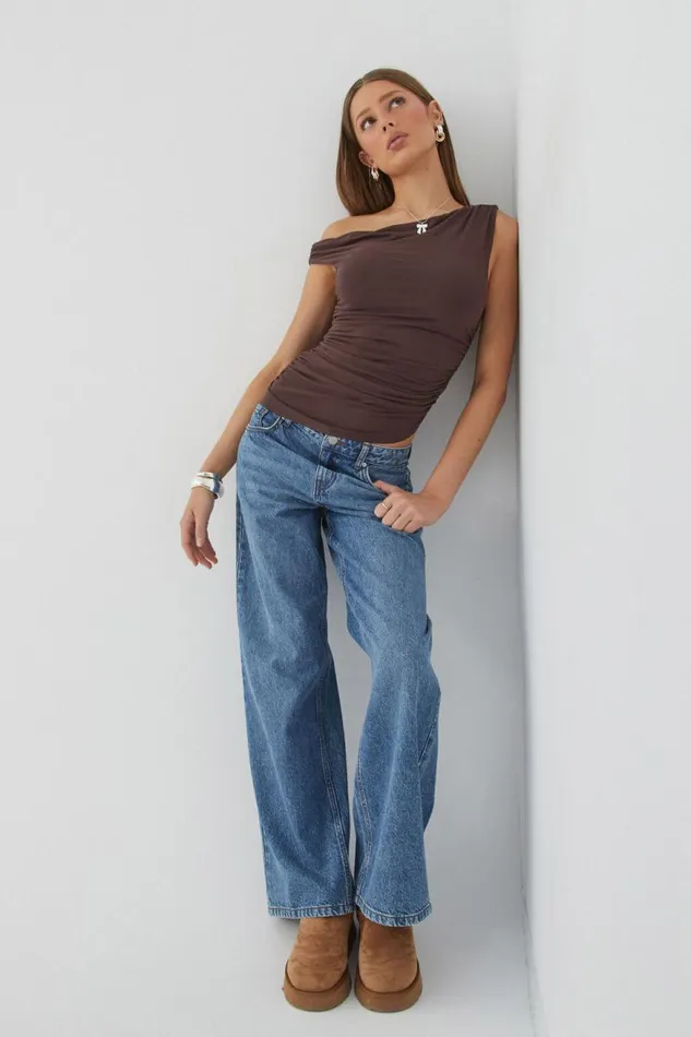 Clothing Supr Going Out Tops Soft Mia Ruched Top Espresso Brown