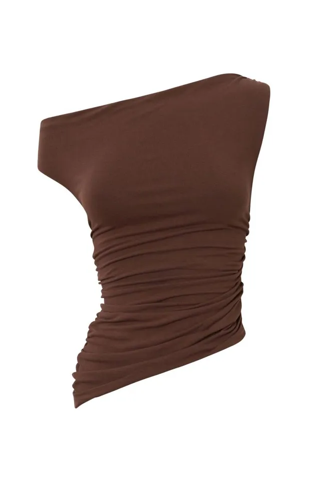 Clothing Supr Going Out Tops Soft Mia Ruched Top Espresso Brown