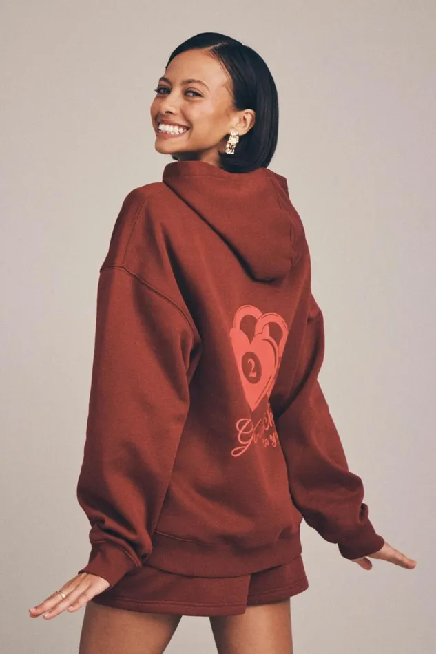 Clothing Supr Hoodies and Trackies Paige Oversized Printed Hoodie Deep Cherrygood Luck
