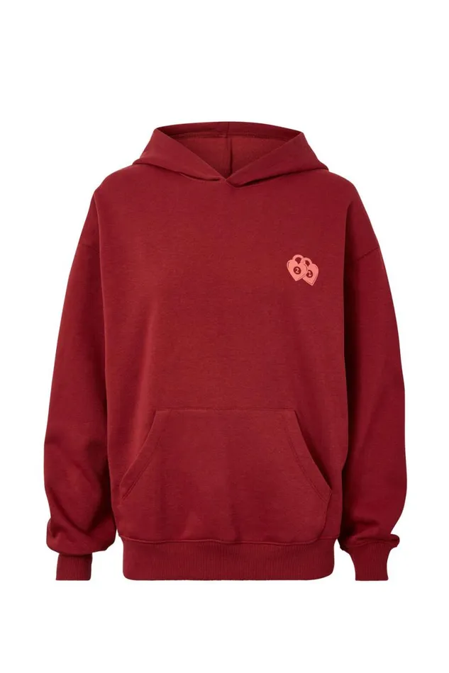 Clothing Supr Hoodies and Trackies Paige Oversized Printed Hoodie Deep Cherrygood Luck