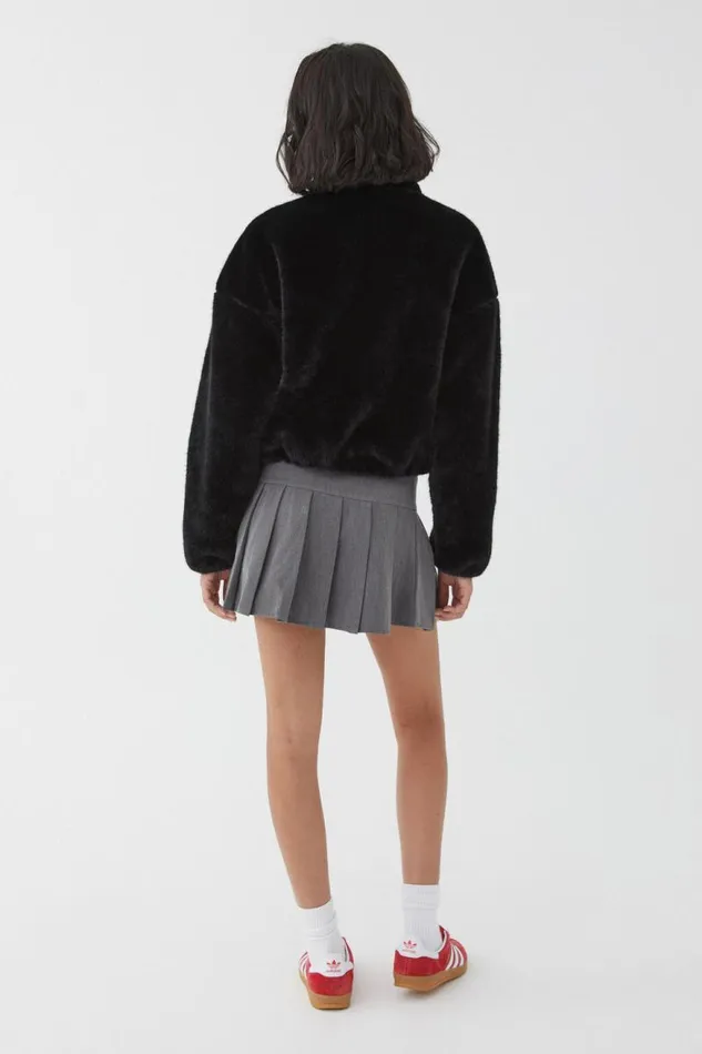 Clothing Supr Jackets and Puffers Brooke Cropped Faux Fur Jacket Black