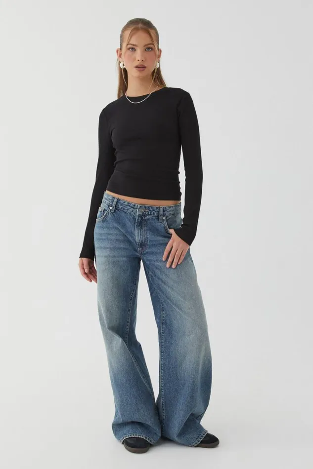 Clothing Supr Long Sleeve Tops Aspen Long Sleeve Rib Top Black