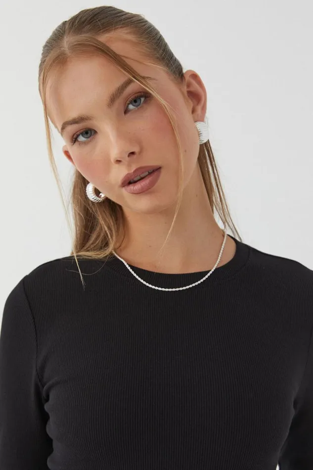 Clothing Supr Long Sleeve Tops Aspen Long Sleeve Rib Top Black