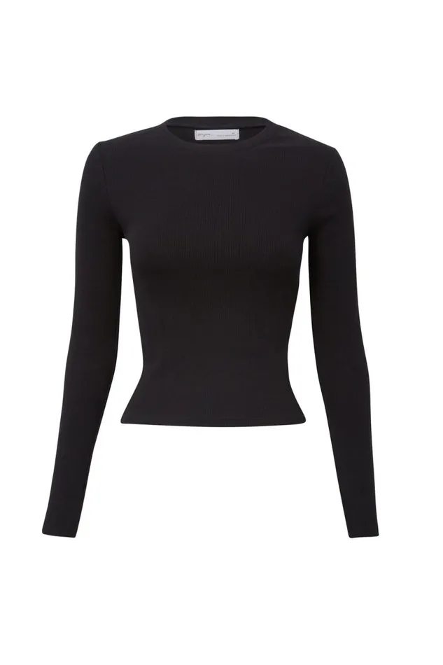 Clothing Supr Long Sleeve Tops Aspen Long Sleeve Rib Top Black