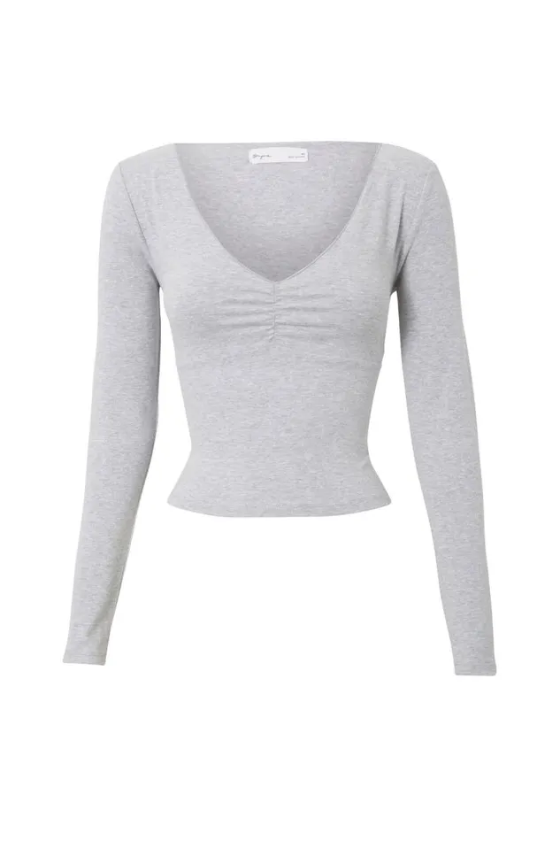 Clothing Supr Long Sleeve Tops Audrey Long Sleeve Top Silver Grey Marle