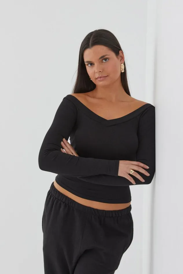 Clothing Supr Long Sleeve Tops Rebecca Long Sleeve Top Black