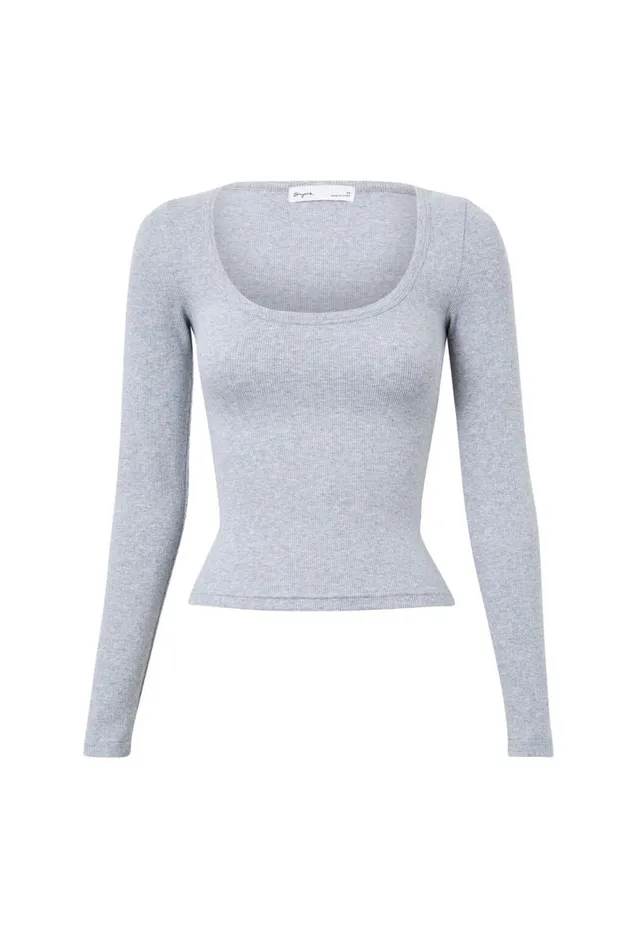 Clothing Supr Long Sleeve Tops Riri Scoop Neck Long Sleeve Top Grey Marle