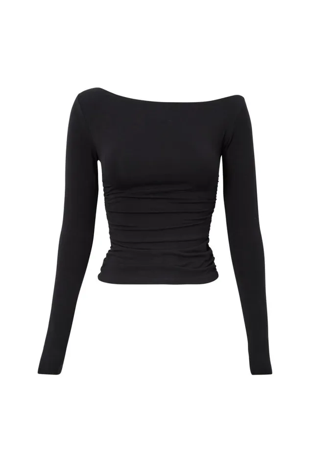 Clothing Supr Long Sleeve Tops Soft Long Sleeve Off Shoulder Top Black