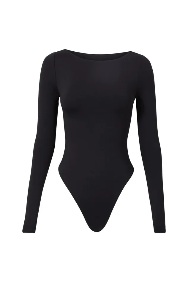 Clothing Supr Luxe Essentials Luxe Backless Long Sleeve Bodysuit Black