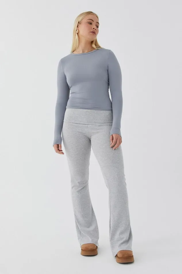 Clothing Supr Luxe Essentials Luxe Long Sleeve Longline Tee Moonlight Grey