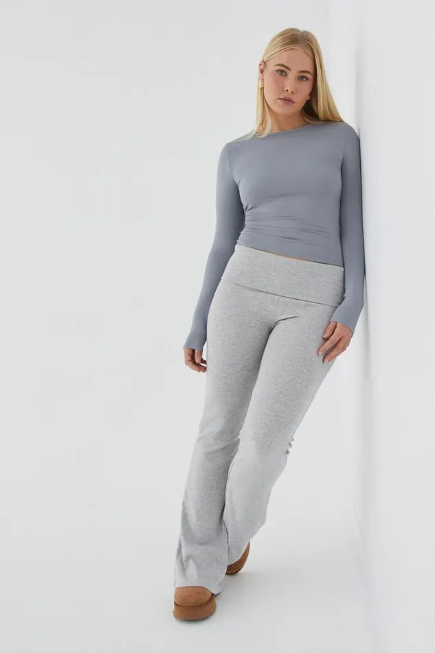 Clothing Supr Luxe Essentials Luxe Long Sleeve Longline Tee Moonlight Grey