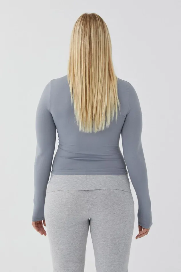 Clothing Supr Luxe Essentials Luxe Long Sleeve Longline Tee Moonlight Grey