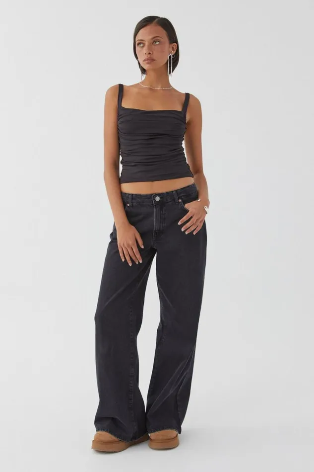 Clothing Supr Luxe Essentials Luxe Ruched Sleeveless Top Black