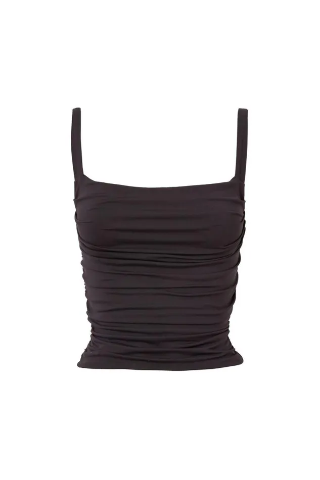 Clothing Supr Luxe Essentials Luxe Ruched Sleeveless Top Black