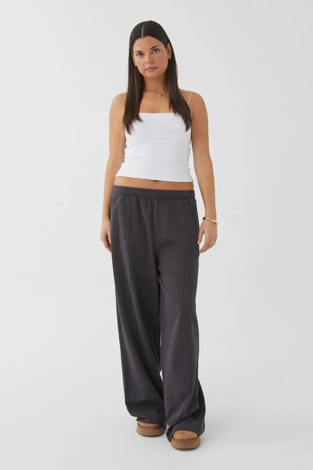 Clothing Supr Pants Pintuck Wide Leg Pant Washed Dark Smoke