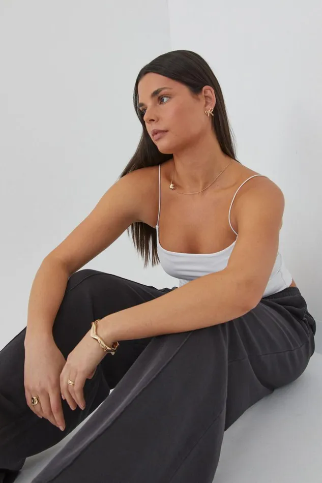 Clothing Supr Pants Pintuck Wide Leg Pant Washed Dark Smoke