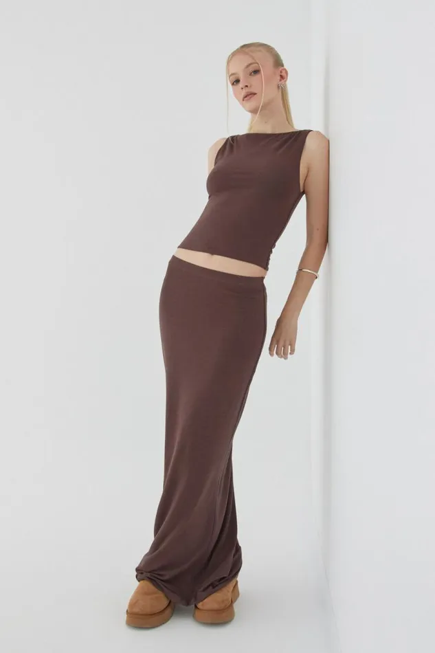Clothing Supr Skirts Soft Hipster Maxi Skirt Espresso Brown