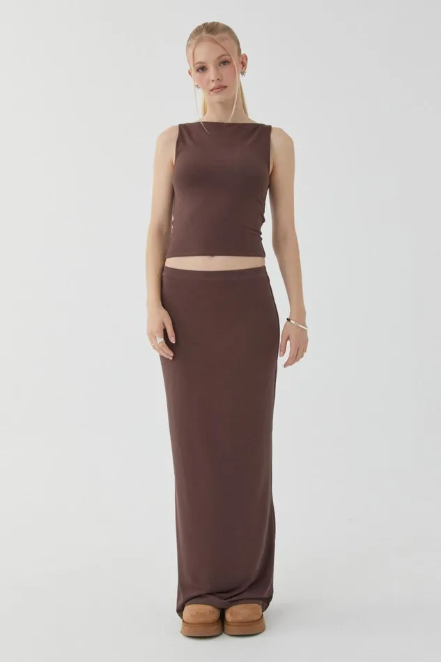 Clothing Supr Skirts Soft Hipster Maxi Skirt Espresso Brown Clothing Supr Skirts Soft Hipster Maxi Skirt Espresso Brown