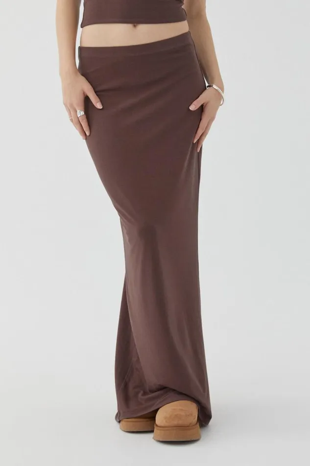 Clothing Supr Skirts Soft Hipster Maxi Skirt Espresso Brown Clothing Supr Skirts Soft Hipster Maxi Skirt Espresso Brown