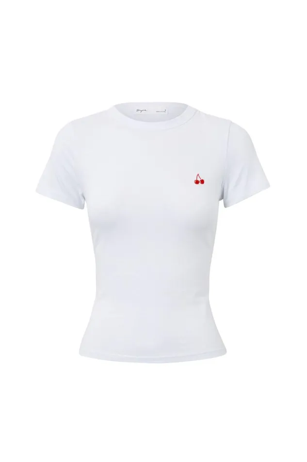 Clothing Supr T Shirts Embroidered Cherry Fitted Tee Whitecherry