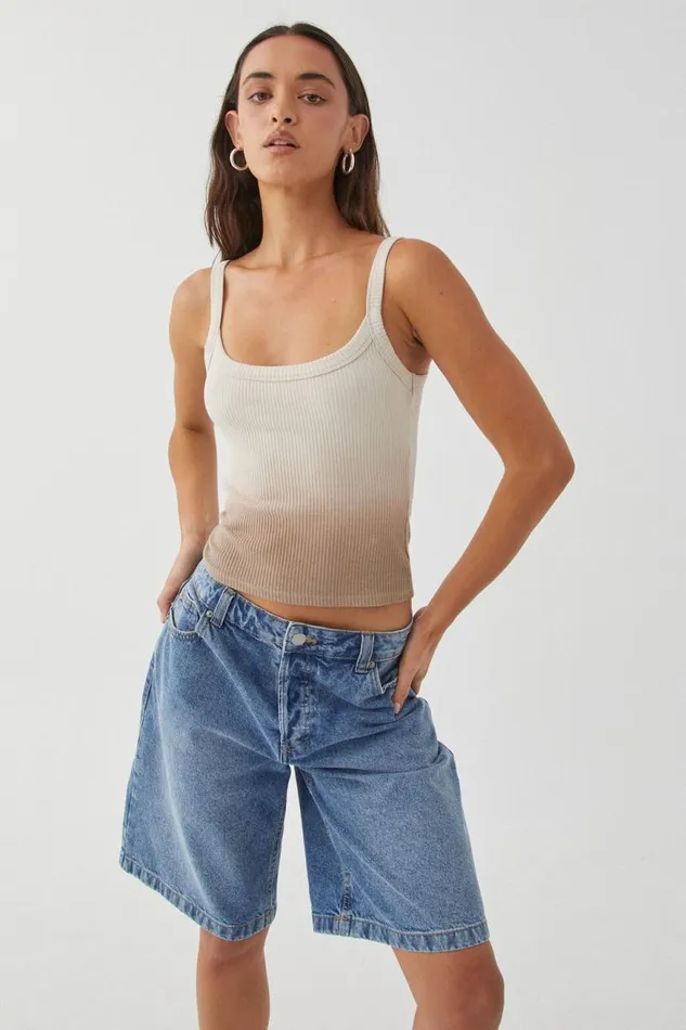 Clothing Supr Tank Tops Riri Scoop Neck Tank Latte Brown Dip Dye