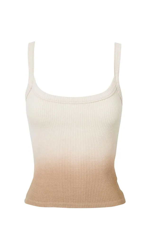 Clothing Supr Tank Tops Riri Scoop Neck Tank Latte Brown Dip Dye