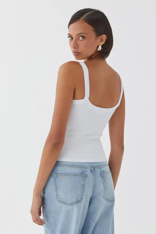 Clothing Supr Tank Tops Riri Scoop Neck Tank White Pink Bow
