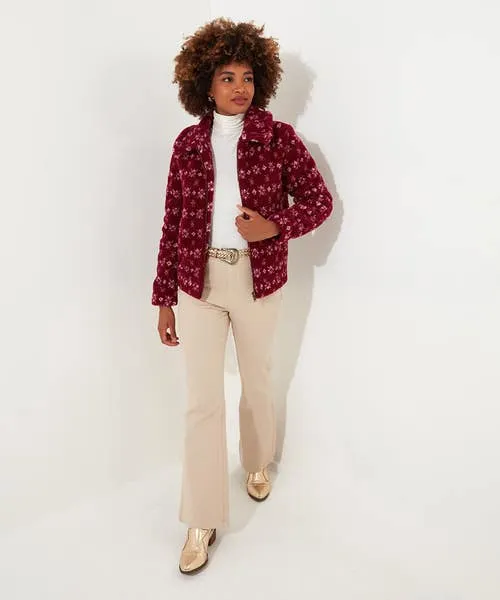 Coats and Jackets Cosy Cabin Patterned Fleece Jacket Red Joebrowns Apparel Coats and Jackets Cosy Cabin Patterned Fleece Jacket Red Joebrowns Apparel