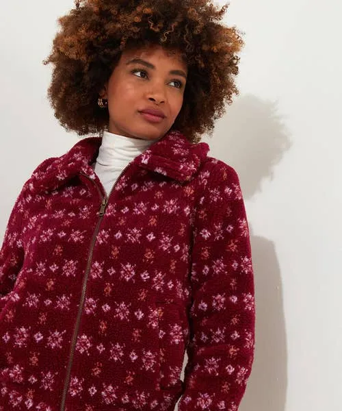 Coats and Jackets Cosy Cabin Patterned Fleece Jacket Red Joebrowns Apparel Coats and Jackets Cosy Cabin Patterned Fleece Jacket Red Joebrowns Apparel