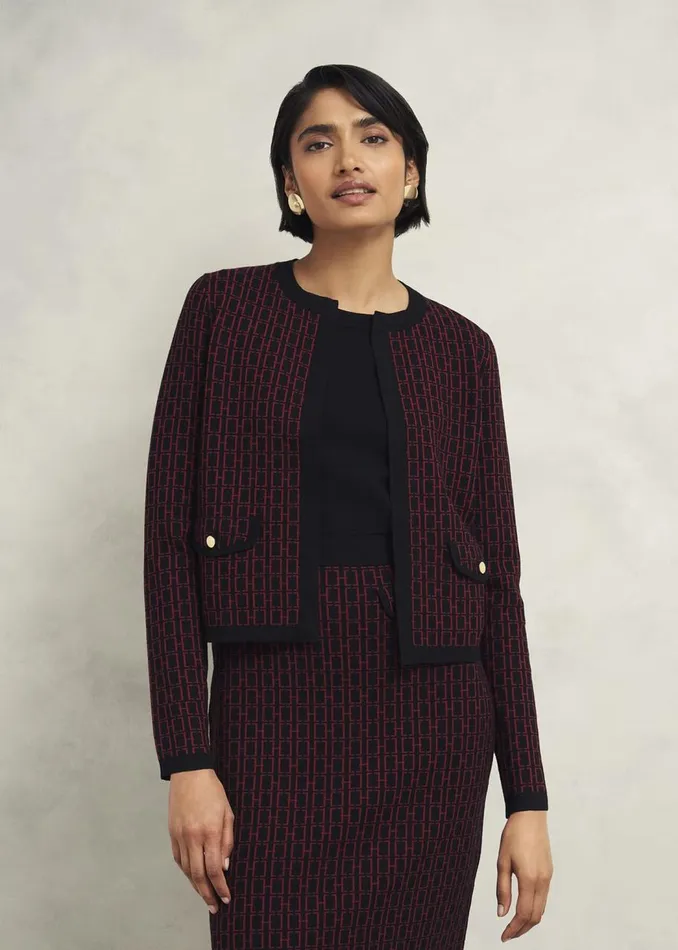 Coats and Jackets Women HOBBS Perrie Knitted Jacket Black Rhubarb