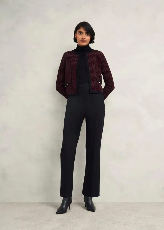 Coats and Jackets Women HOBBS Perrie Knitted Jacket Black Rhubarb