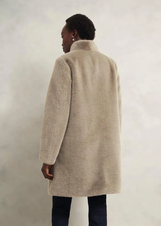 Coats and Jackets Women HOBBS Petite Tarini Faux Fur Coat Mink
