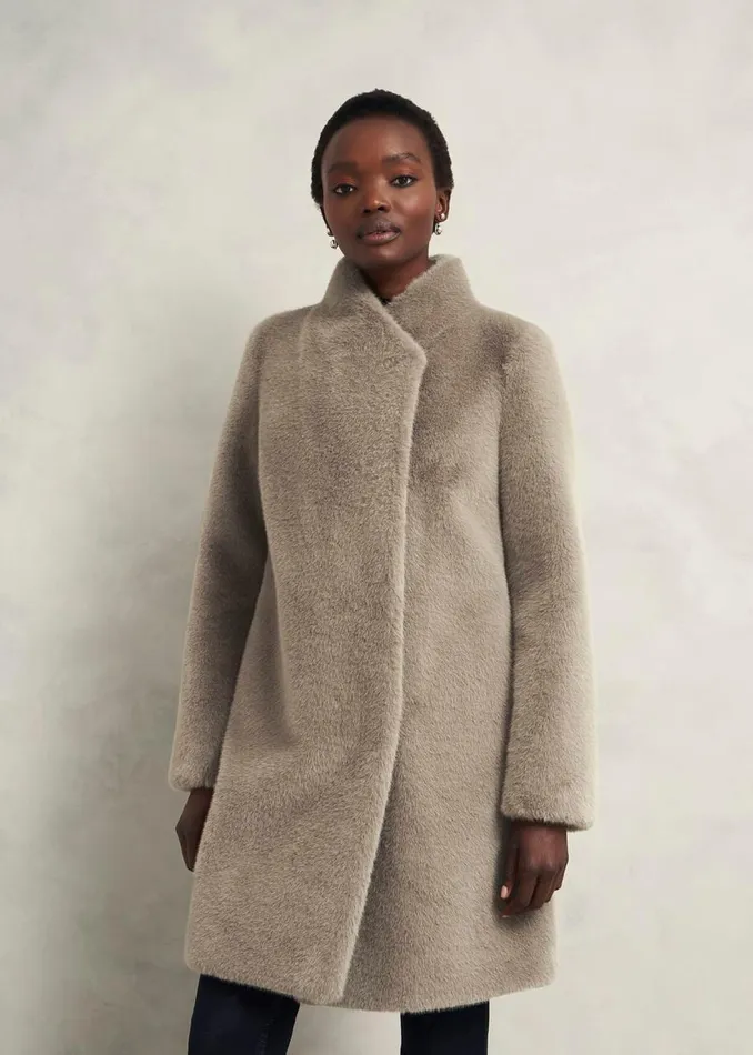 Coats and Jackets Women HOBBS Tarini Faux Fur Coat Mink
