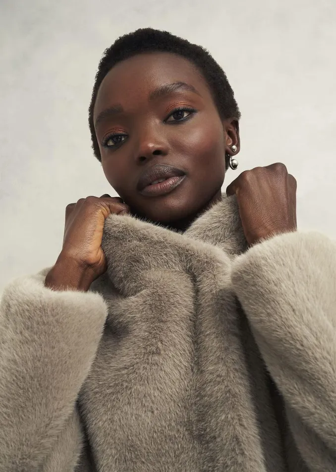 Coats and Jackets Women HOBBS Tarini Faux Fur Coat Mink