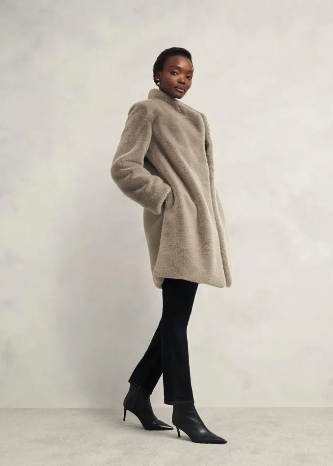 Coats and Jackets Women HOBBS Tarini Faux Fur Coat Mink
