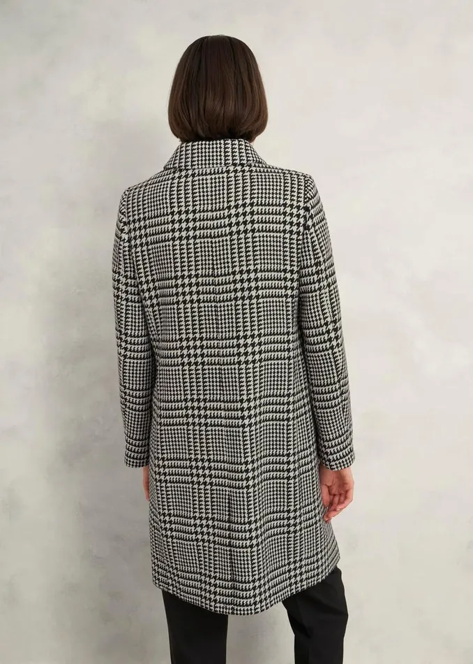 Coats and Jackets Women HOBBS Yvette Wool Blend Check Coat Black Ivory