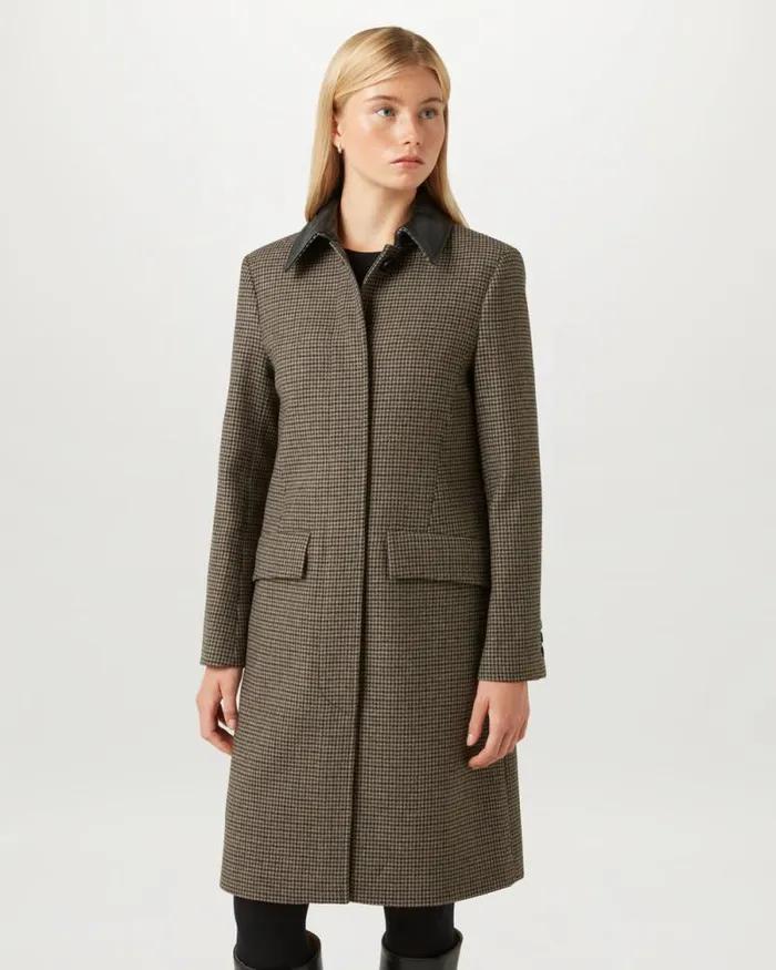 Coats and Parkas Women Belstaff Stannic Coat Burnt Oak Houndstooth