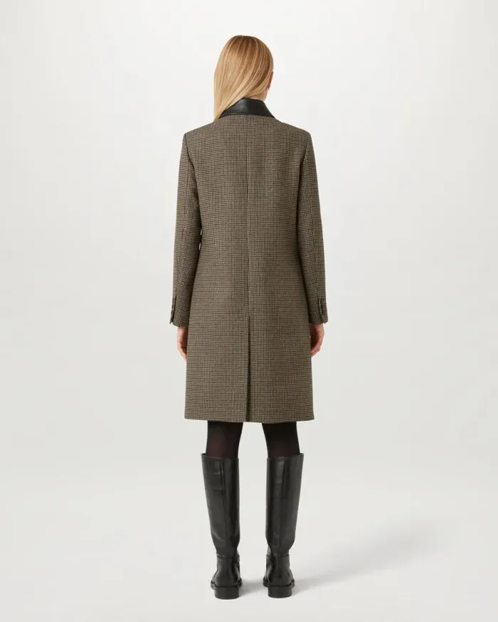Coats and Parkas Women Belstaff Stannic Coat Burnt Oak Houndstooth