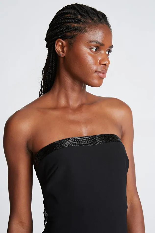 Cocktail Women Halston Brielle Dress In Stretch Crepe Black